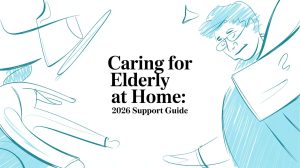 caring for elderly at home care illustration