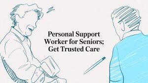 personal support worker for seniors care illustration